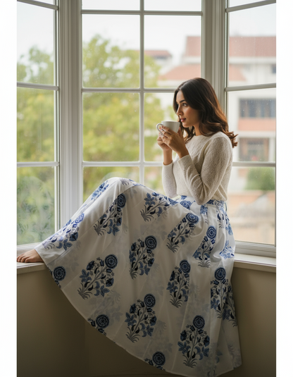 HANDBLOCKED COTTON MULMUL PRE-CUT 2.5M FABRIC