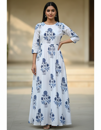 HANDBLOCKED COTTON MULMUL PRE-CUT 2.5M FABRIC