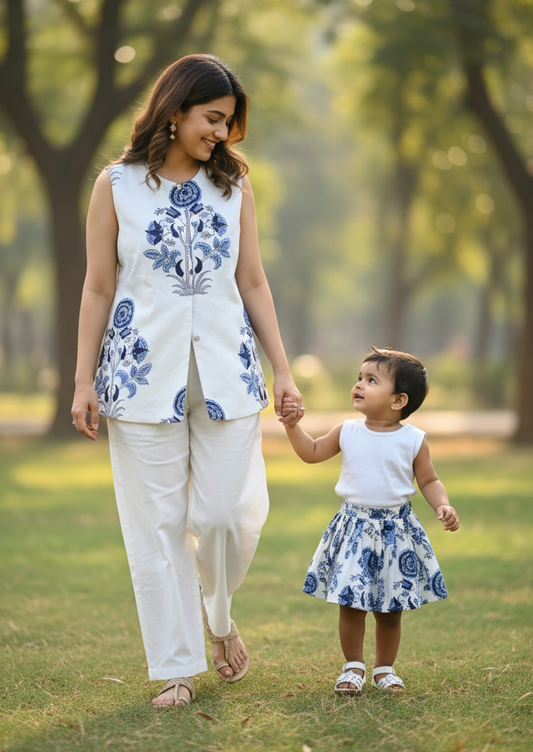 HANDBLOCKED COTTON MULMUL PRE-CUT 2.5M FABRIC