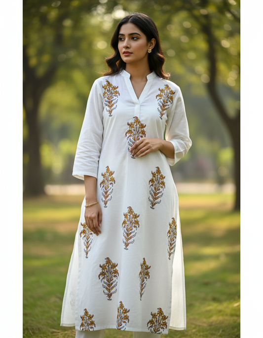 HANDBLOCKED COTTON MULMUL PRE-CUT 2.5M  FABRIC