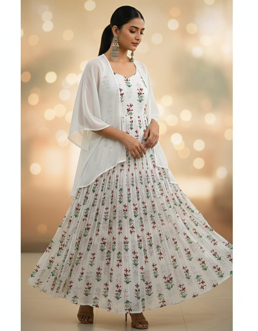 HANDBLOCKED COTTON MULMUL PRE-CUT 2.5M FABRIC