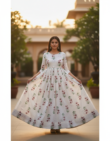 HANDBLOCKED COTTON MULMUL PRE-CUT 2.5M FABRIC