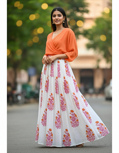 HANDBLOCKED COTTON MULMUL PRE-CUT 2.5M FABRIC