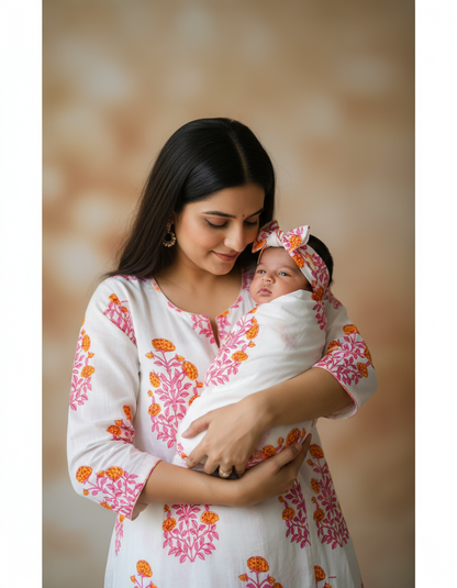 HANDBLOCKED COTTON MULMUL PRE-CUT 2.5M FABRIC