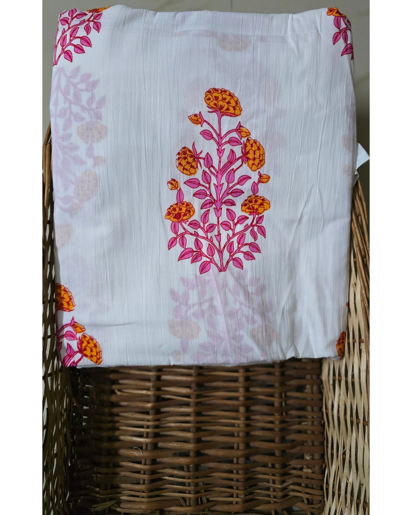 HANDBLOCKED COTTON MULMUL PRE-CUT 2.5M FABRIC