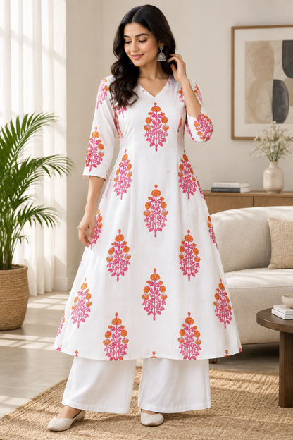 HANDBLOCKED COTTON MULMUL PRE-CUT 2.5M FABRIC