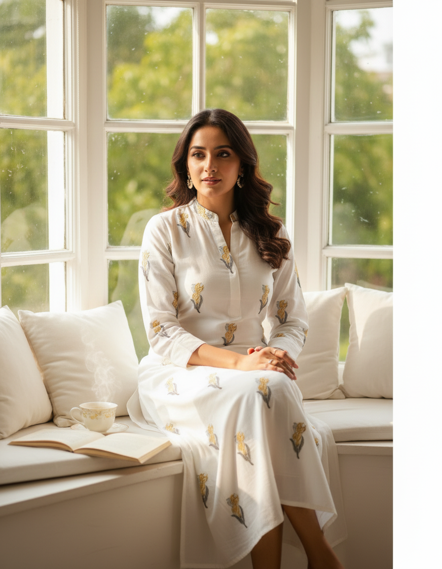 HANDBLOCKED COTTON MULMUL PRE-CUT 2.5 M FABRIC