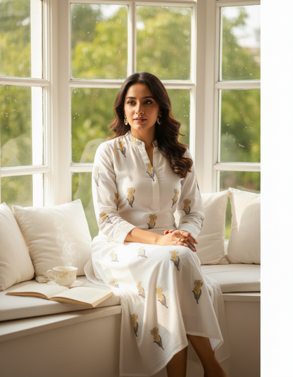 HANDBLOCKED COTTON MULMUL PRE-CUT 2.5 M FABRIC