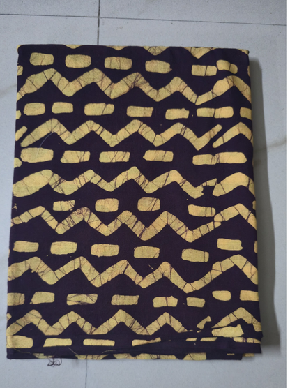 BROWN HANDBLOCKED COTTONPRECUT 2.5M FABRIC