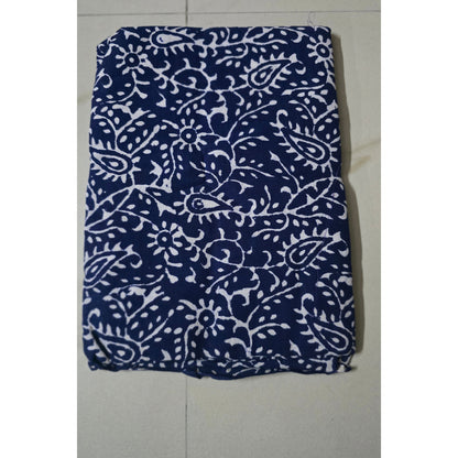 INDIGO HANDBLOCKED COTTON PRECUT 2.5M FABRIC