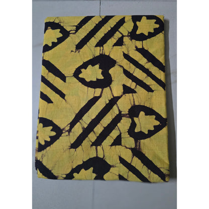 YELLOW HANDBLOCKED COTTON PRECUT 2.5M FABRIC