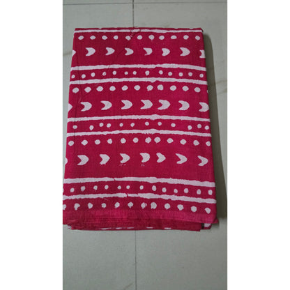 MAGENTA HANDBLOCKED COTTON PRECUT 2.5M FABRIC