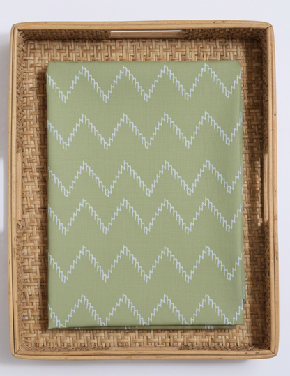 PALE PISTA GREEN HANDBLOCKED COTTON PRECUT 2.5M FABRIC