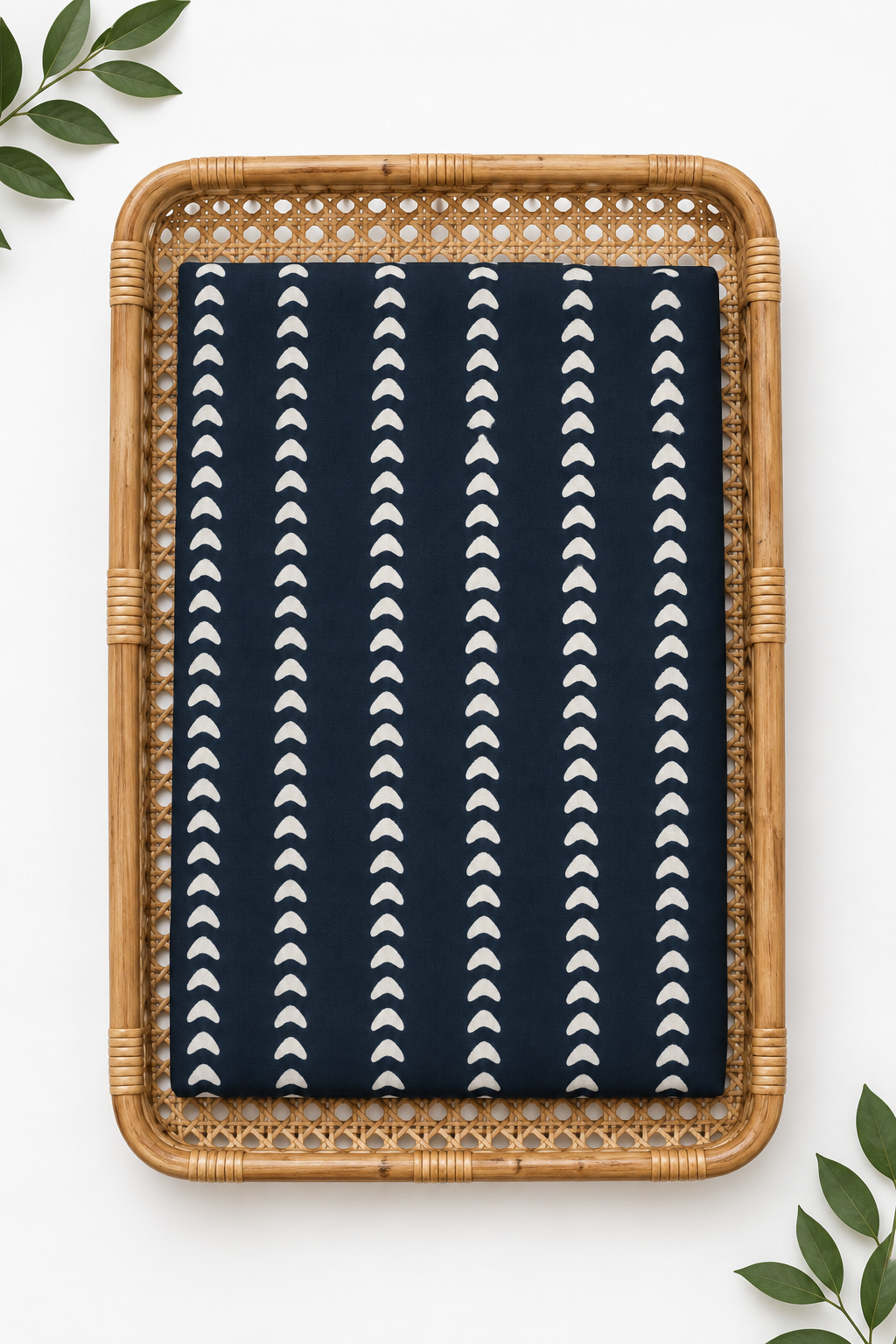 BLACK  HANDBLOCKED COTTON PRECUT 2.5M FABRIC