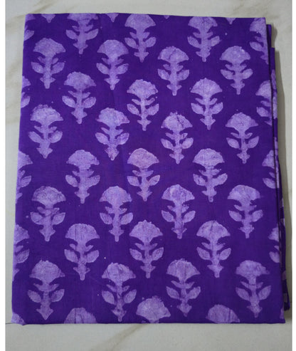 VIOLET HANDBLOCKED COTTON PRECUT 2.5M FABRIC