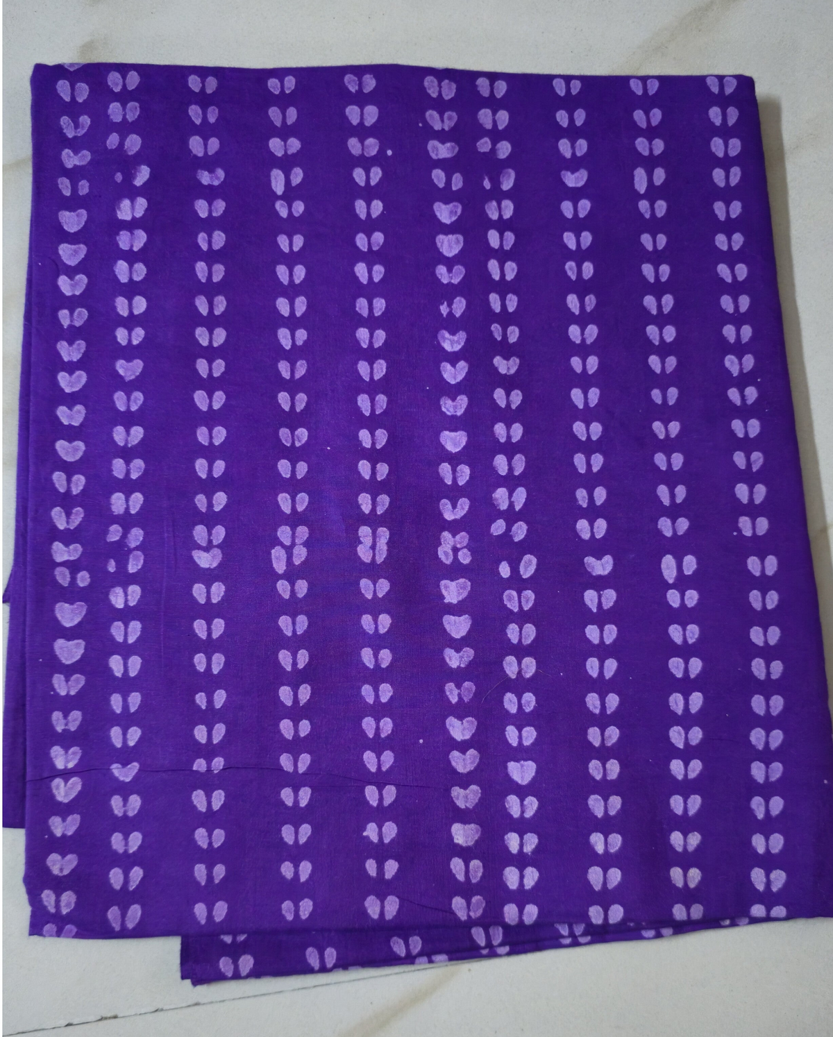 VIOLET HANDBLOCKED COTTON PRECUT 2.5M FABRIC