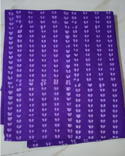 VIOLET HANDBLOCKED COTTON PRECUT 2.5M FABRIC