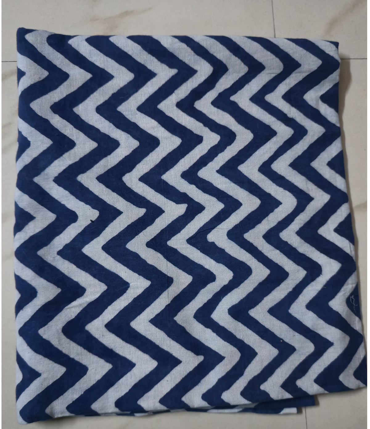 INDIGO HANDBLOCKED COTTON PRECUT 2.5M FABRIC