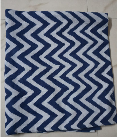 INDIGO HANDBLOCKED COTTON PRECUT 2.5M FABRIC