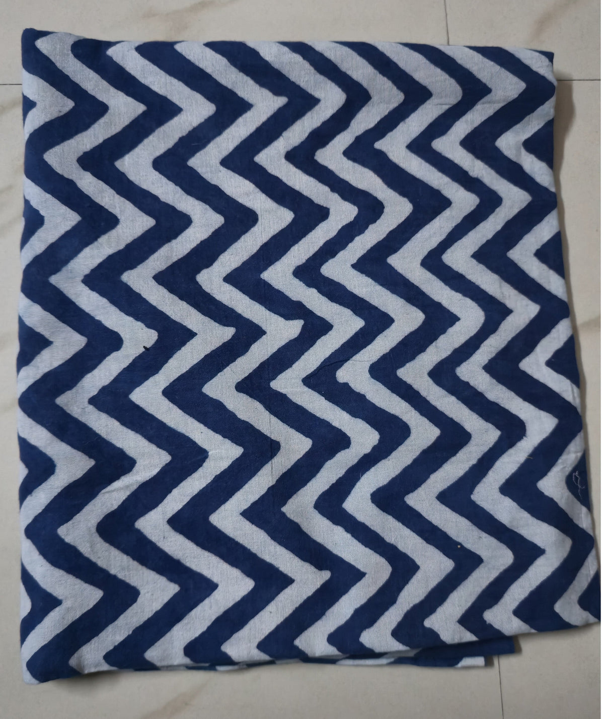 INDIGO HANDBLOCKED COTTON PRECUT 2.5M FABRIC