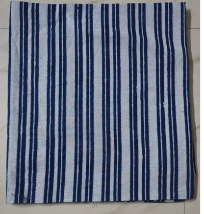 INDIGO HANDBLOCKED COTTON PRECUT 2.5M FABRIC