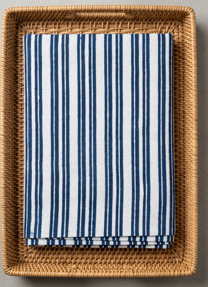 INDIGO HANDBLOCKED COTTON PRECUT 2.5M FABRIC