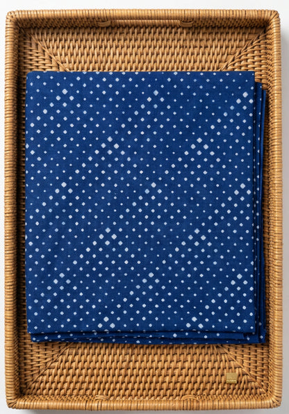 INDIGO HANDBLOCKED COTTON PRECUT 2.5M FABRIC
