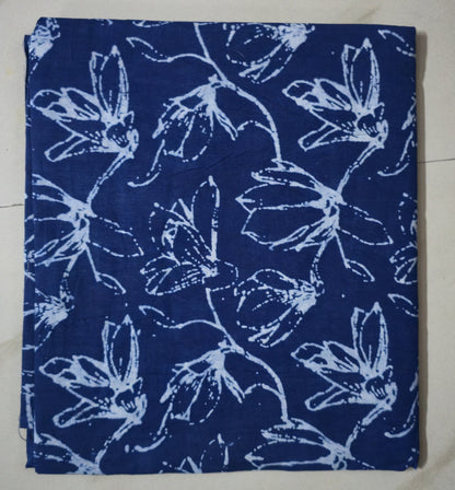 INDIGO HANDBLOCKED COTTON PRECUT 2.5M FABRIC