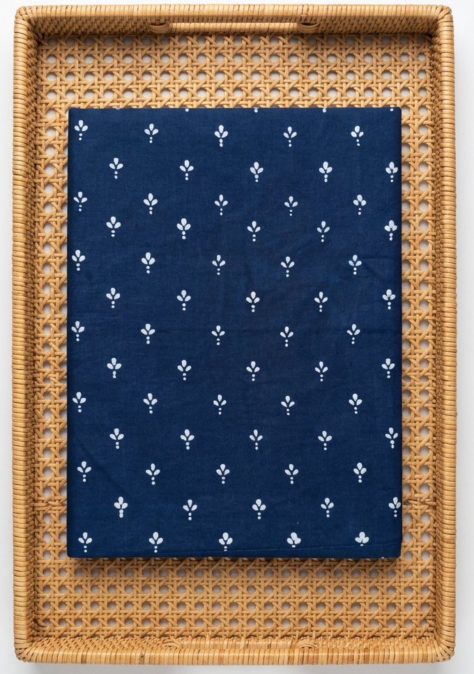 INDIGO HANDBLOCKED COTTON PRECUT 2.5M FABRIC