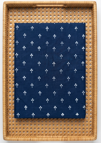 INDIGO HANDBLOCKED COTTON PRECUT 2.5M FABRIC