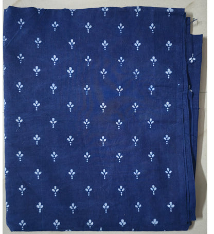 INDIGO HANDBLOCKED COTTON PRECUT 2.5M FABRIC
