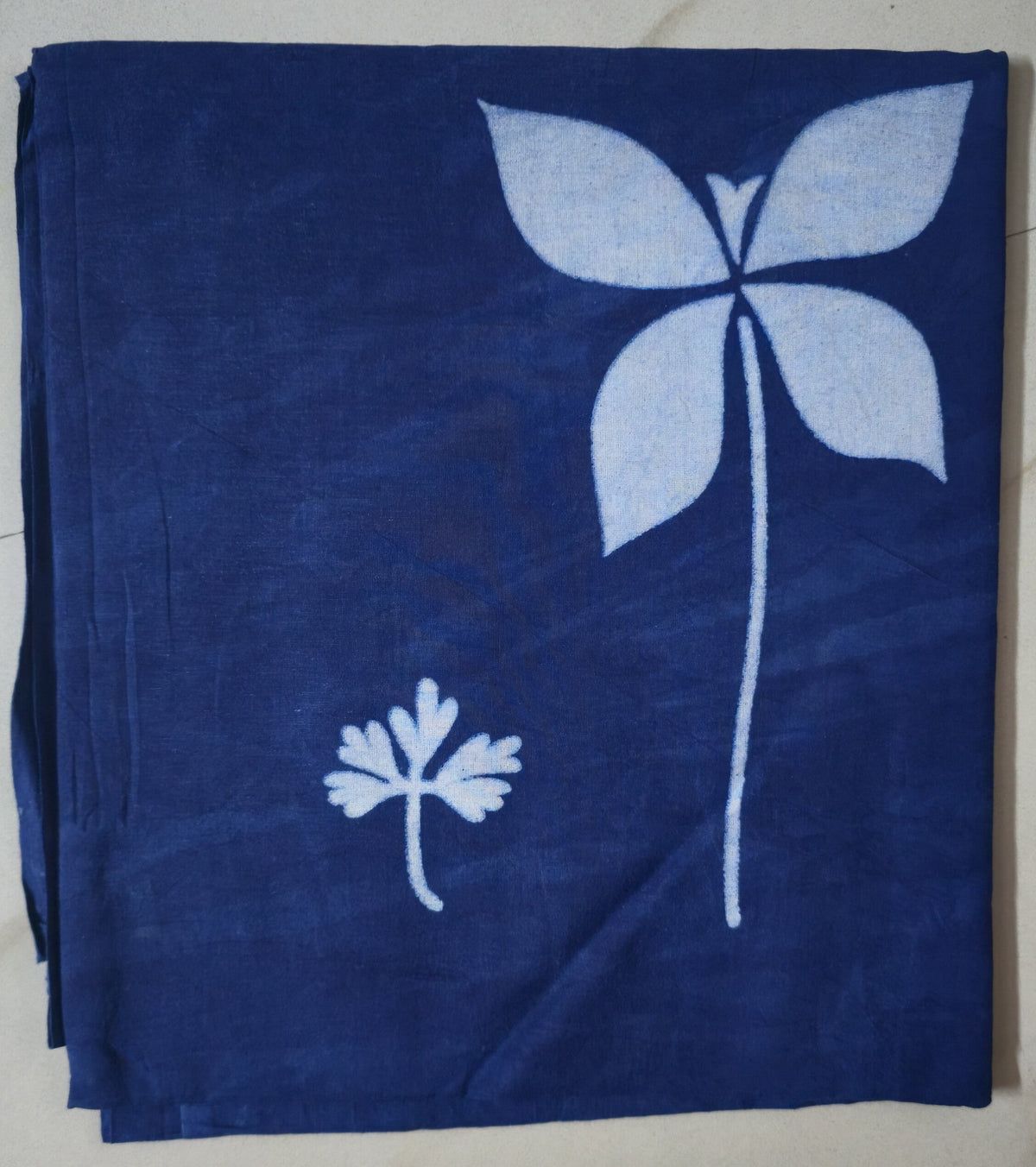 INDIGO HANDBLOCKED COTTON PRECUT 2.5M FABRIC