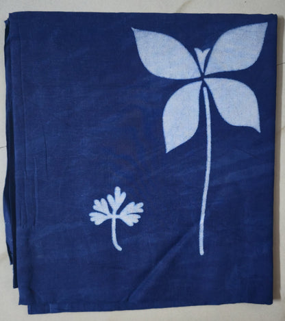 INDIGO HANDBLOCKED COTTON PRECUT 2.5M FABRIC