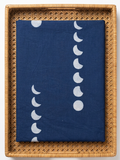 INDIGO HANDBLOCKED COTTON PRECUT 2.5M FABRIC