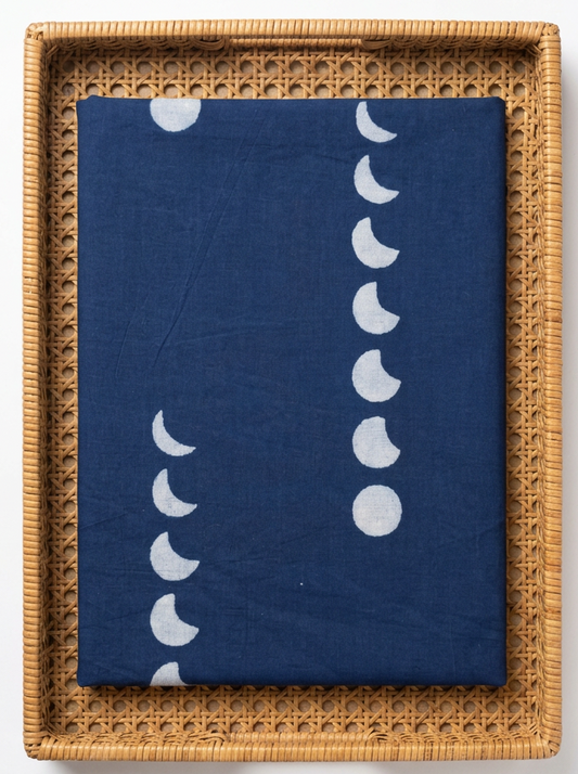 INDIGO HANDBLOCKED COTTON PRECUT 2.5M FABRIC