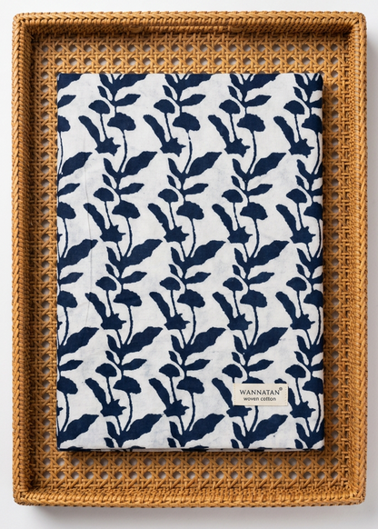 INDIGO HANDBLOCKED COTTON PRECUT 2.5M FABRIC