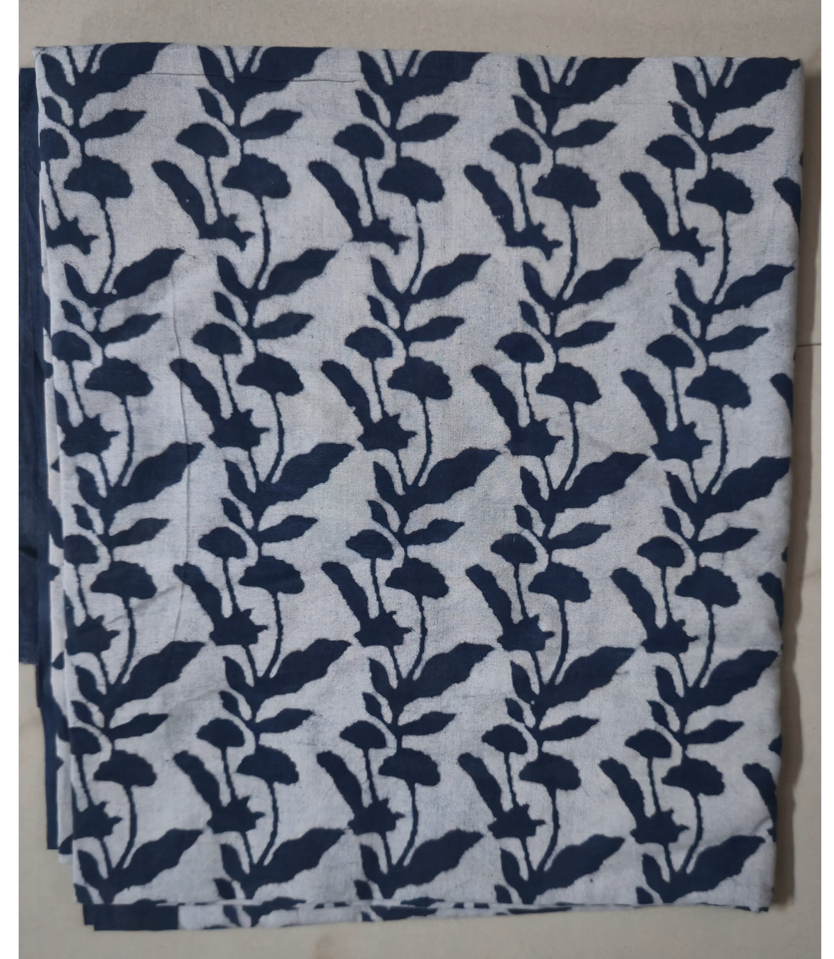 INDIGO HANDBLOCKED COTTON PRECUT 2.5M FABRIC