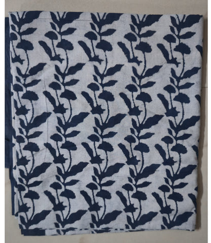 INDIGO HANDBLOCKED COTTON PRECUT 2.5M FABRIC