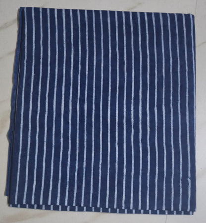 INDIGO HANDBLOCKED COTTON PRECUT 2.5M FABRIC
