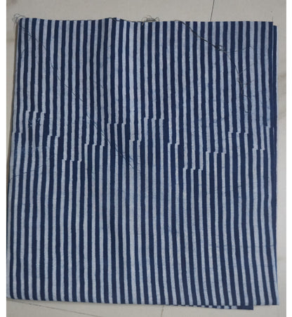 INDIGO HANDBLOCKED COTTON PRECUT 2.5M FABRIC