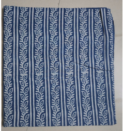 INDIGO HANDBLOCKED COTTON PRECUT 2.5M FABRIC