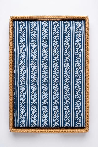 INDIGO HANDBLOCKED COTTON PRECUT 2.5M FABRIC