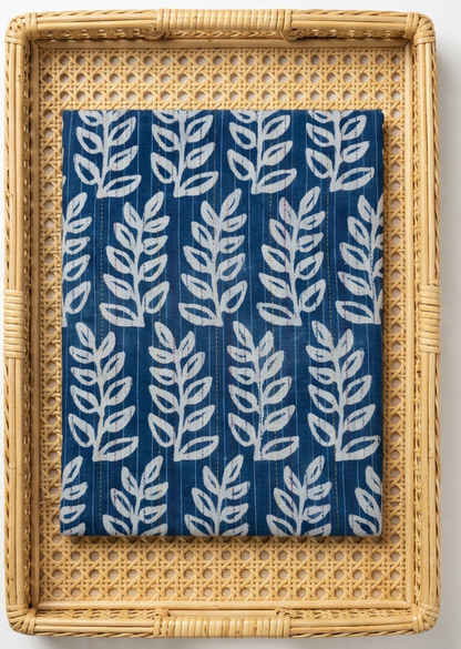 INDIGO HANDBLOCKED COTTON PRECUT 2.5M FABRIC