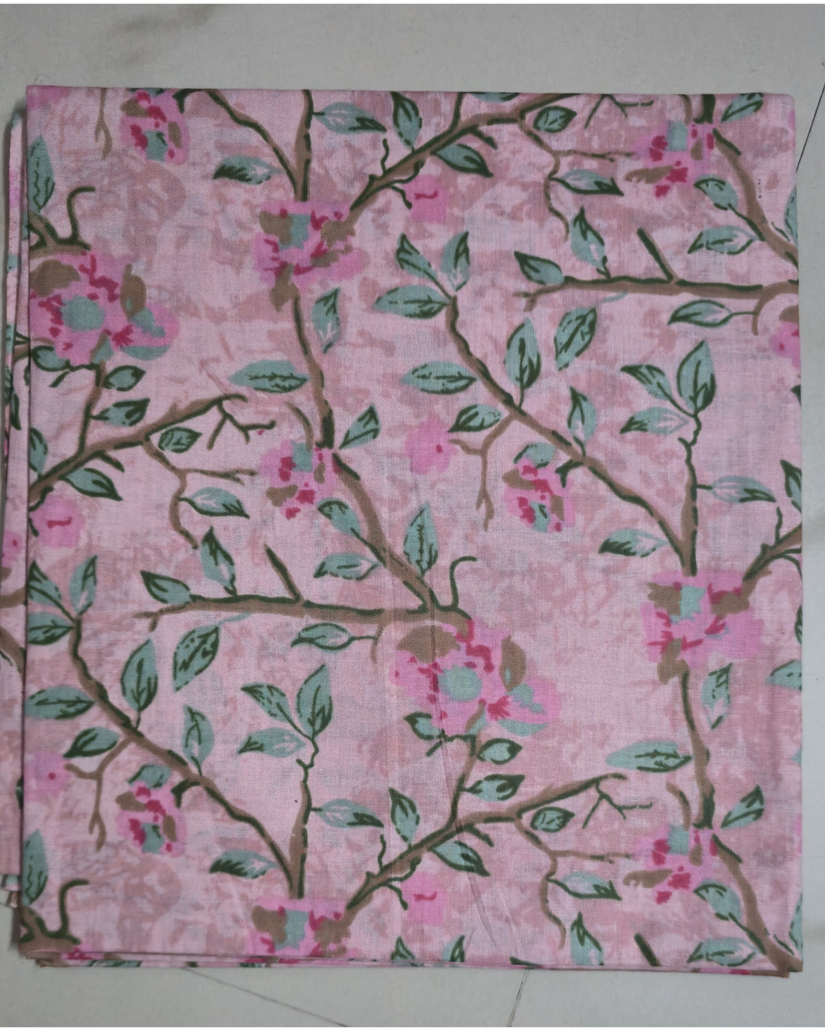 PINK HANDBLOCKED COTTON PRECUT 2.5M FABRIC