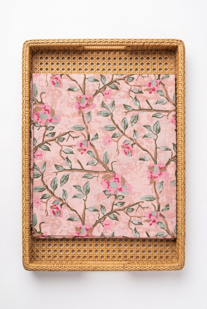 PINK HANDBLOCKED COTTON PRECUT 2.5M FABRIC