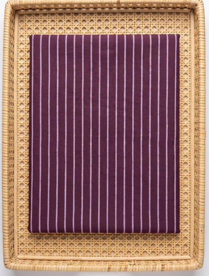 MAROON HANDBLOCKED COTTONPRECUT 2.5M FABRIC