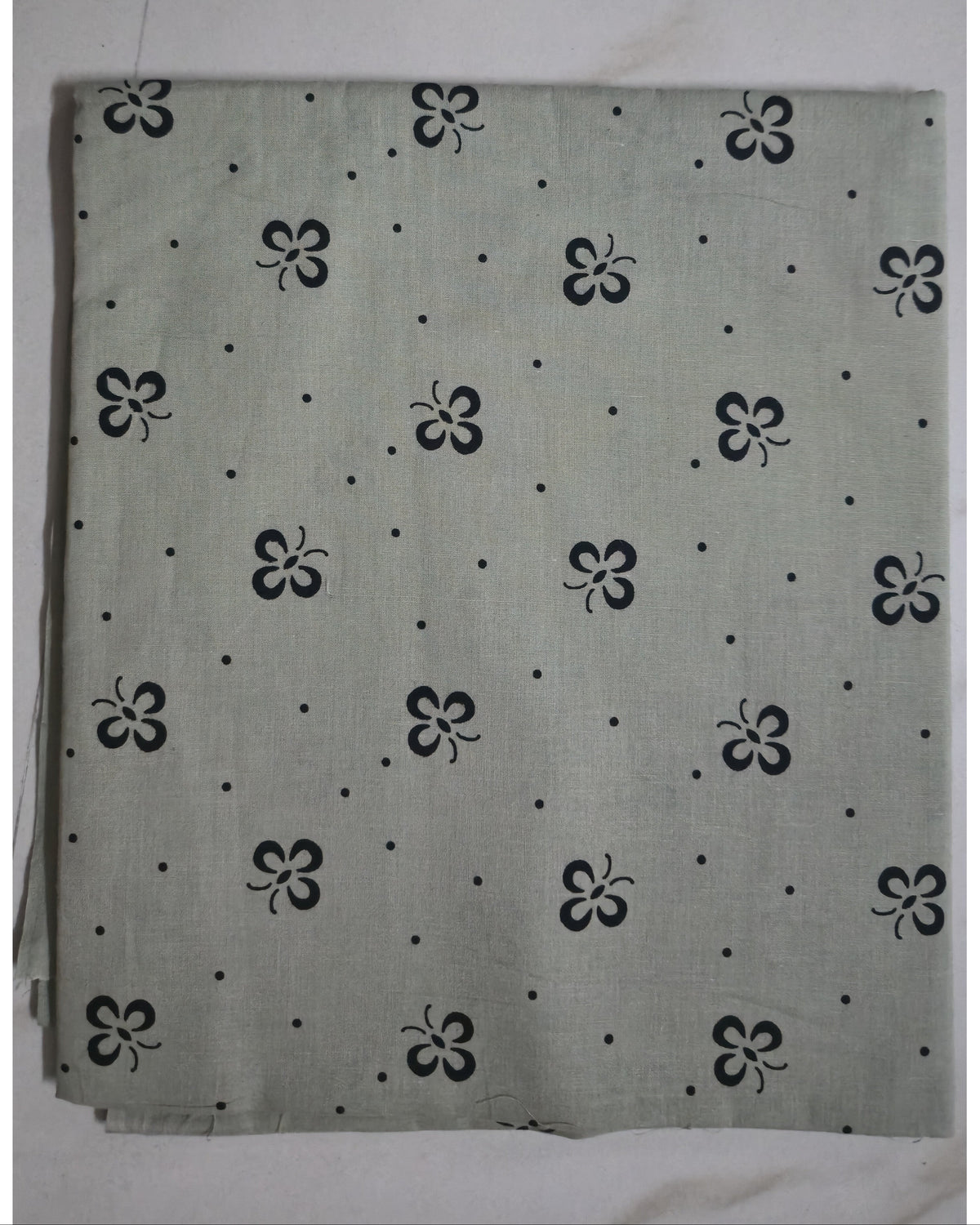BABY GREY HANDBLOCKED COTTON PRECUT 2.5M FABRIC