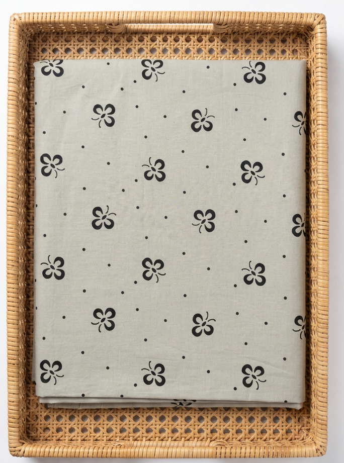 BABY GREY HANDBLOCKED COTTON PRECUT 2.5M FABRIC