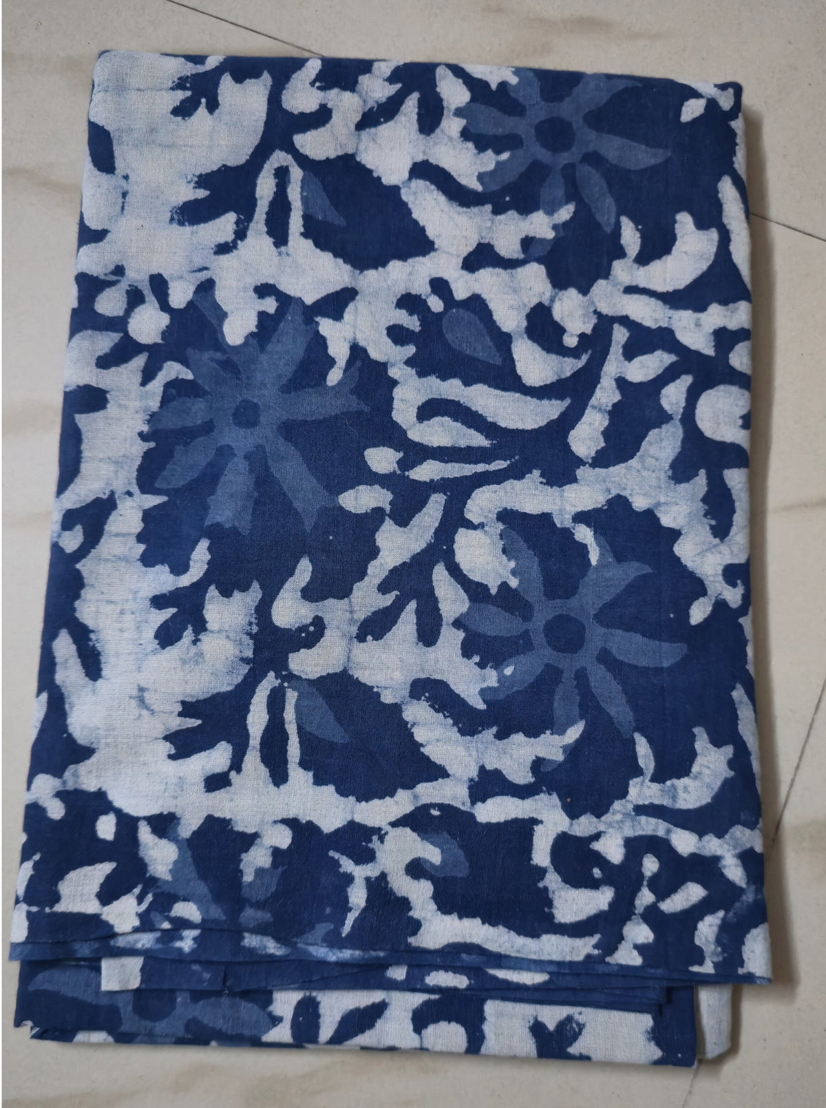 INDIGO HANDBLOCKED COTTON PRECUT 2.5M FABRIC