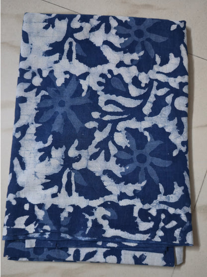 INDIGO HANDBLOCKED COTTON PRECUT 2.5M FABRIC